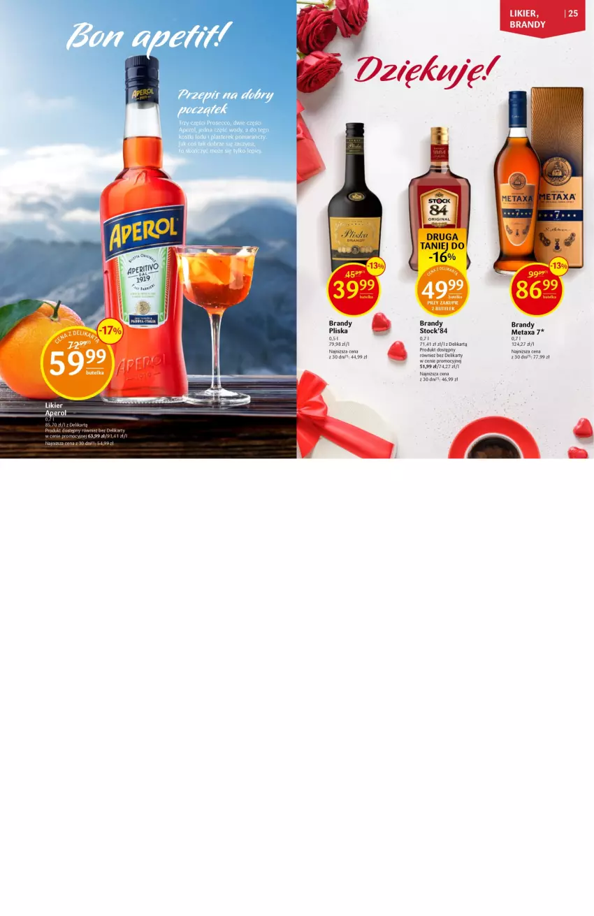 Gazetka promocyjna Delikatesy Centrum - Katalog alkoholowy DC06/07 - ważna 09.02 do 22.02.2023 - strona 13 - produkty: Aperol, Brandy, Metaxa, Pliska, Prosecco, Stock