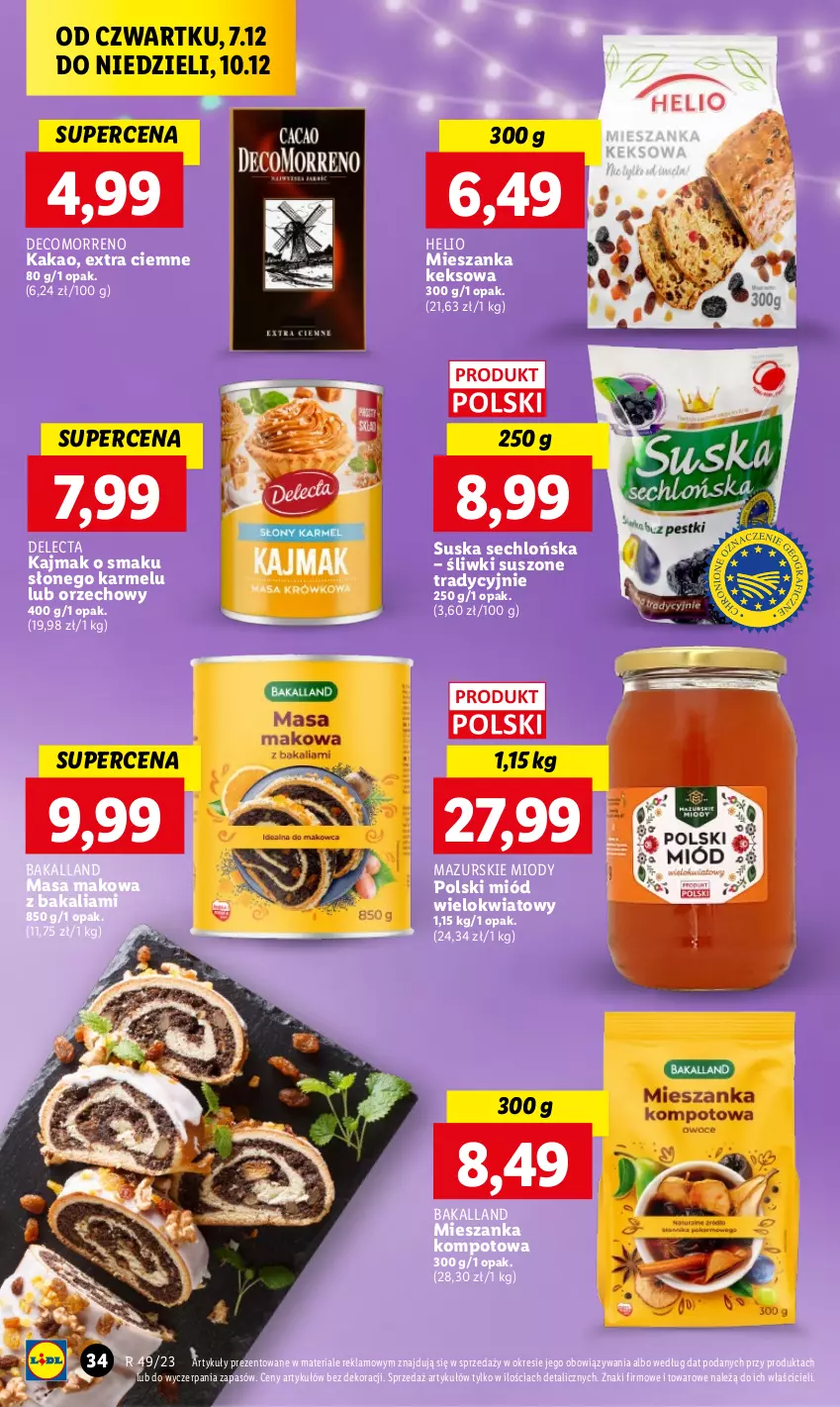 Gazetka promocyjna Lidl - GAZETKA - ważna 07.12 do 10.12.2023 - strona 36 - produkty: Bakalland, Delecta, Helio, Kakao, Mieszanka kompotowa, Miód