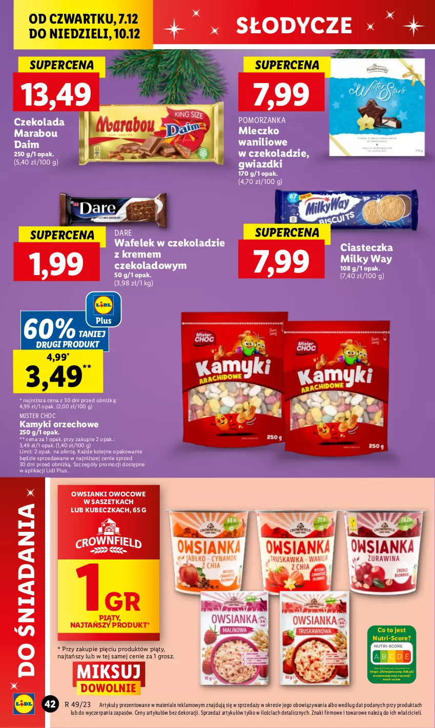 Gazetka promocyjna Lidl - GAZETKA - ważna 07.12 do 10.12.2023 - strona 44 - produkty: Czekolada, Milky Way, Mleczko, Olej, Wafelek, Wazon