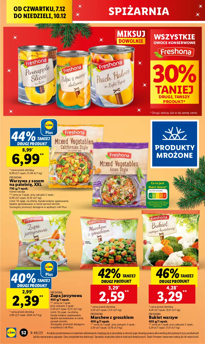 Gazetka promocyjna Lidl - GAZETKA - ważna 07.12 do 10.12.2023 - strona 56 - produkty: Bukiet, Bukiet warzyw, Olej, Owoce, Produkty mrożone, Ser, Sos, Warzywa, Wazon, Zupa