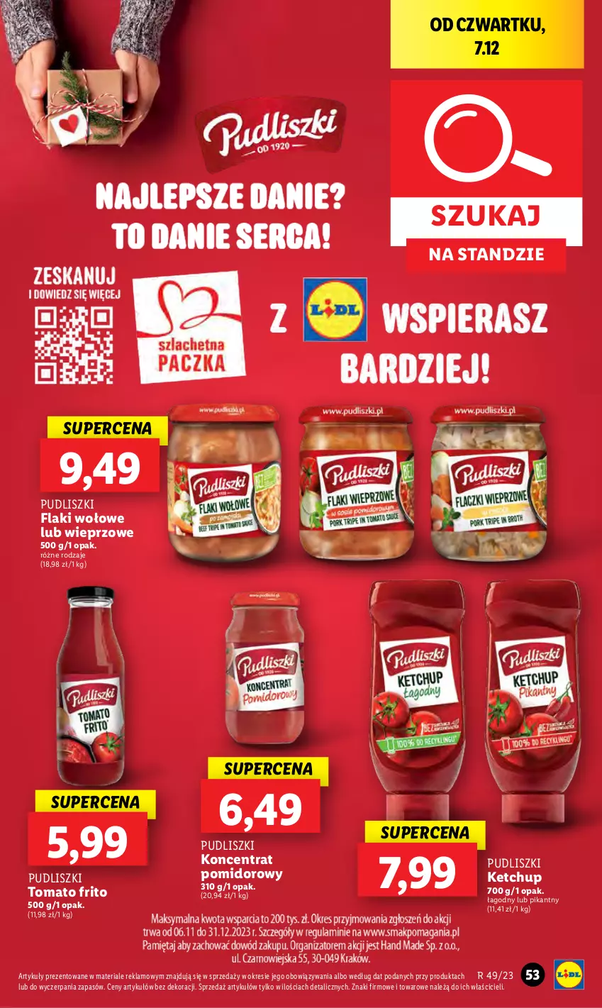 Gazetka promocyjna Lidl - GAZETKA - ważna 07.12 do 10.12.2023 - strona 57 - produkty: Flaki, Flaki wołowe, Ketchup, Koncentrat pomidorowy, Pudliszki