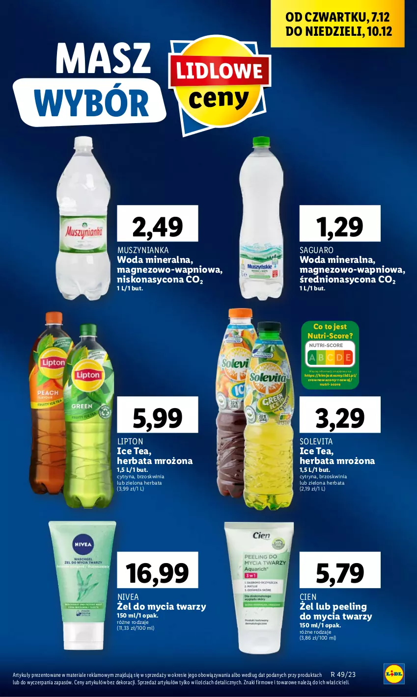 Gazetka promocyjna Lidl - GAZETKA - ważna 07.12 do 10.12.2023 - strona 59 - produkty: Herbata, Ice tea, Lipton, Magnez, Mus, Muszynianka, Nivea, Peeling, Wazon, Woda, Woda mineralna