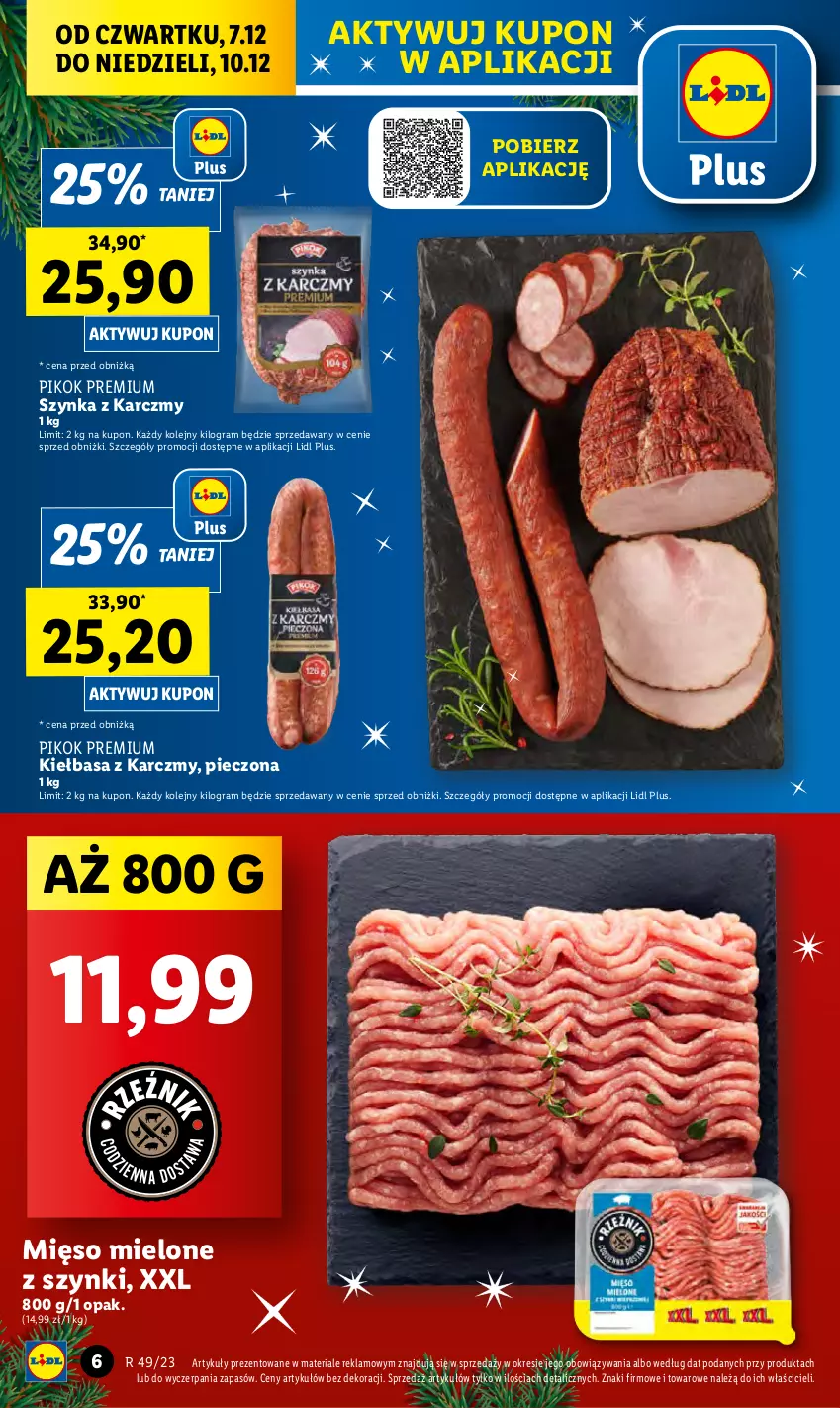 Gazetka promocyjna Lidl - GAZETKA - ważna 07.12 do 10.12.2023 - strona 6 - produkty: Gra, Kiełbasa, Mięso, Mięso mielone, Mięso mielone z szynki, Olej, Piec, PIKOK, Szynka