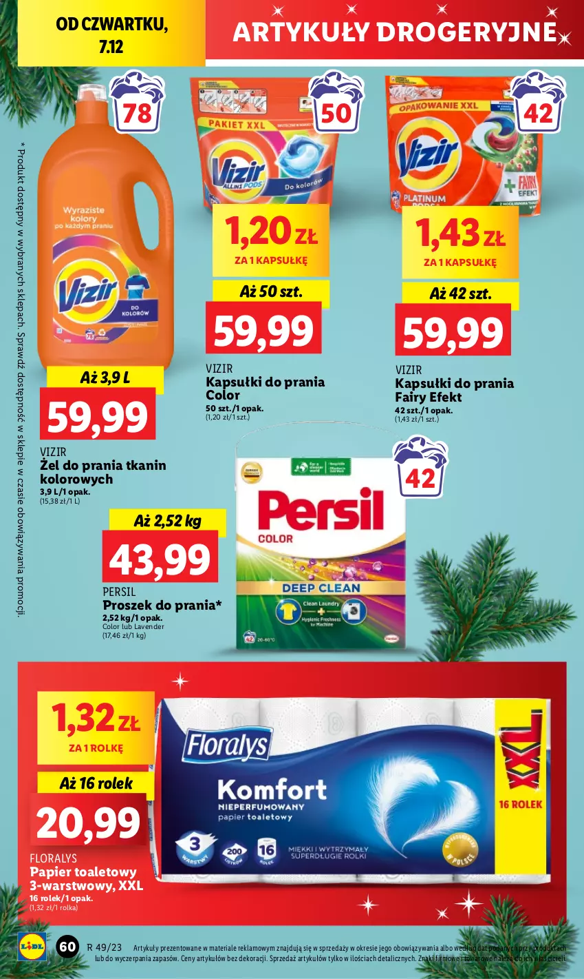 Gazetka promocyjna Lidl - GAZETKA - ważna 07.12 do 10.12.2023 - strona 66 - produkty: Fa, Fairy, Flora, Kapsułki do prania, Papier, Papier toaletowy, Persil, Proszek do prania, Vizir