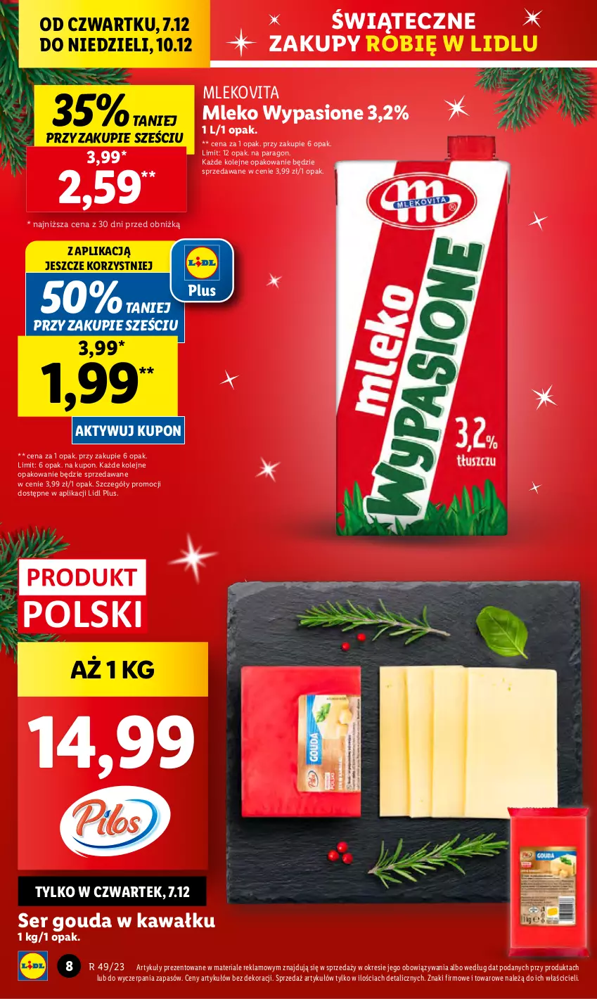 Gazetka promocyjna Lidl - GAZETKA - ważna 07.12 do 10.12.2023 - strona 8 - produkty: Gouda, Kawa, Mleko, Mlekovita, Olej, Ser