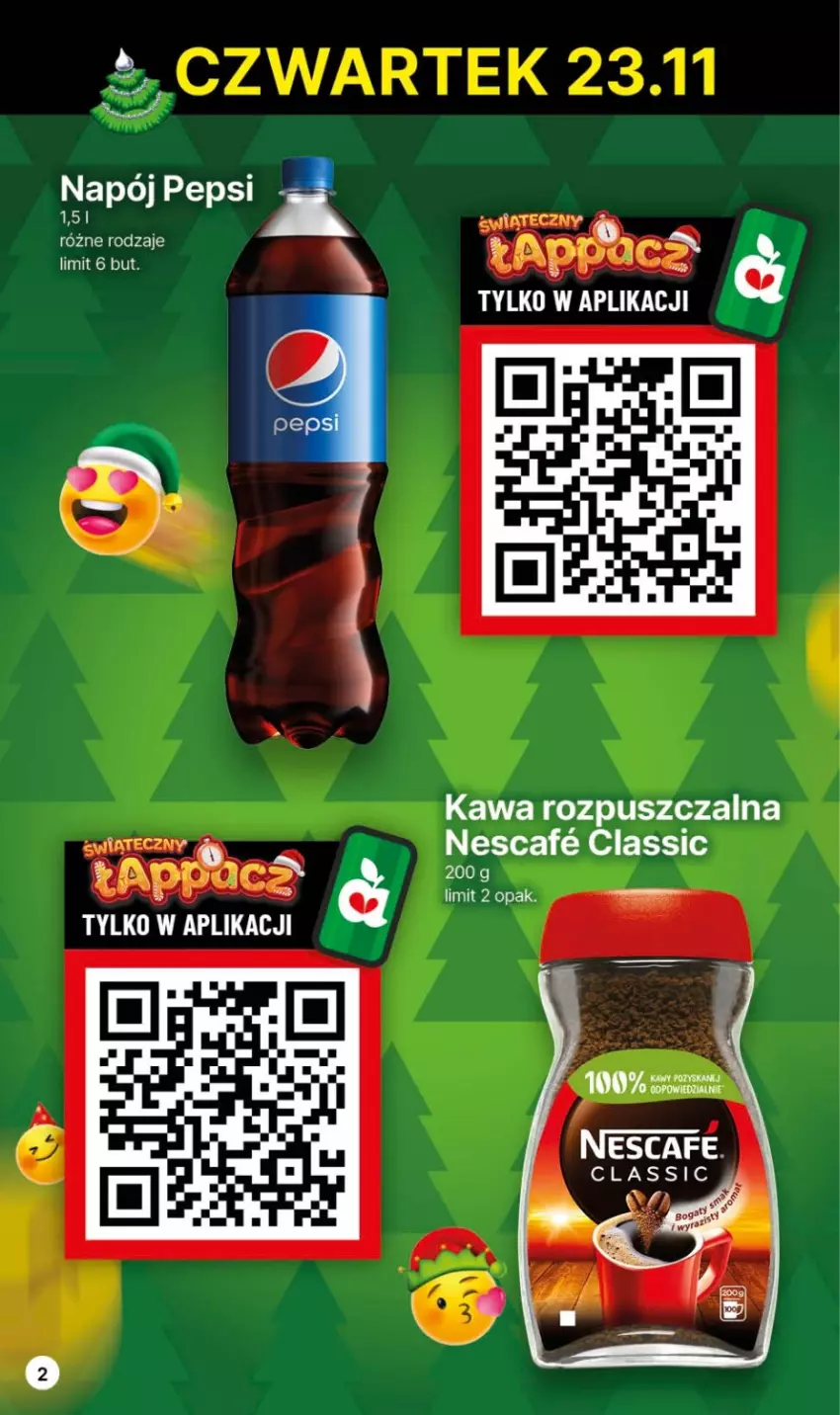 Gazetka promocyjna Delikatesy Centrum - Dyskontowe ceny w Delikatesach Centrum - ważna 23.11 do 29.11.2023 - strona 2 - produkty: Kawa, Kawa rozpuszczalna, Napój, Pepsi