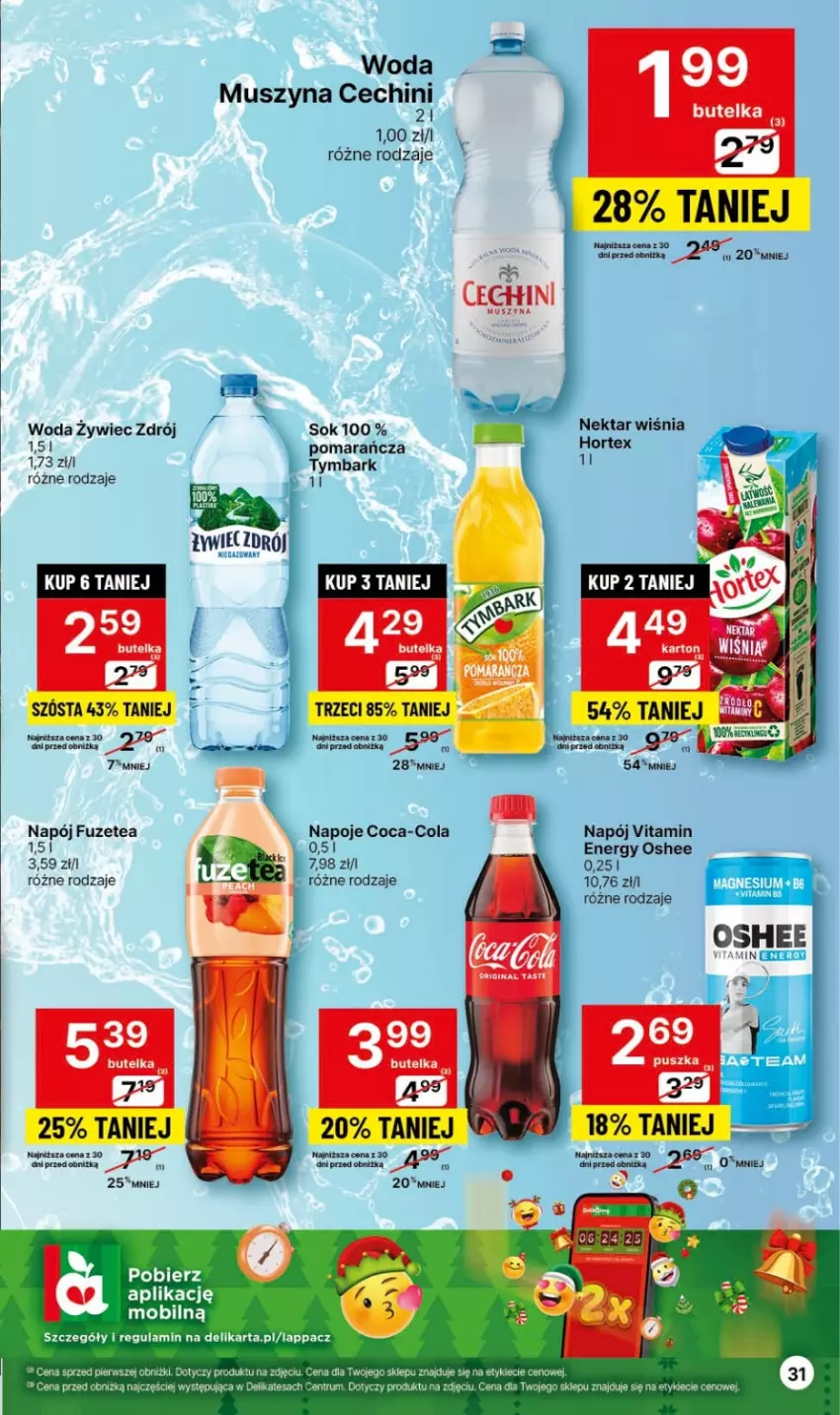 Gazetka promocyjna Delikatesy Centrum - Dyskontowe ceny w Delikatesach Centrum - ważna 23.11 do 29.11.2023 - strona 31 - produkty: Coca-Cola, Fa, Hortex, Mobil, Mus, Napój, Napoje, Nektar, Oshee, Rum, Sok, Szyna, Tymbark, Woda