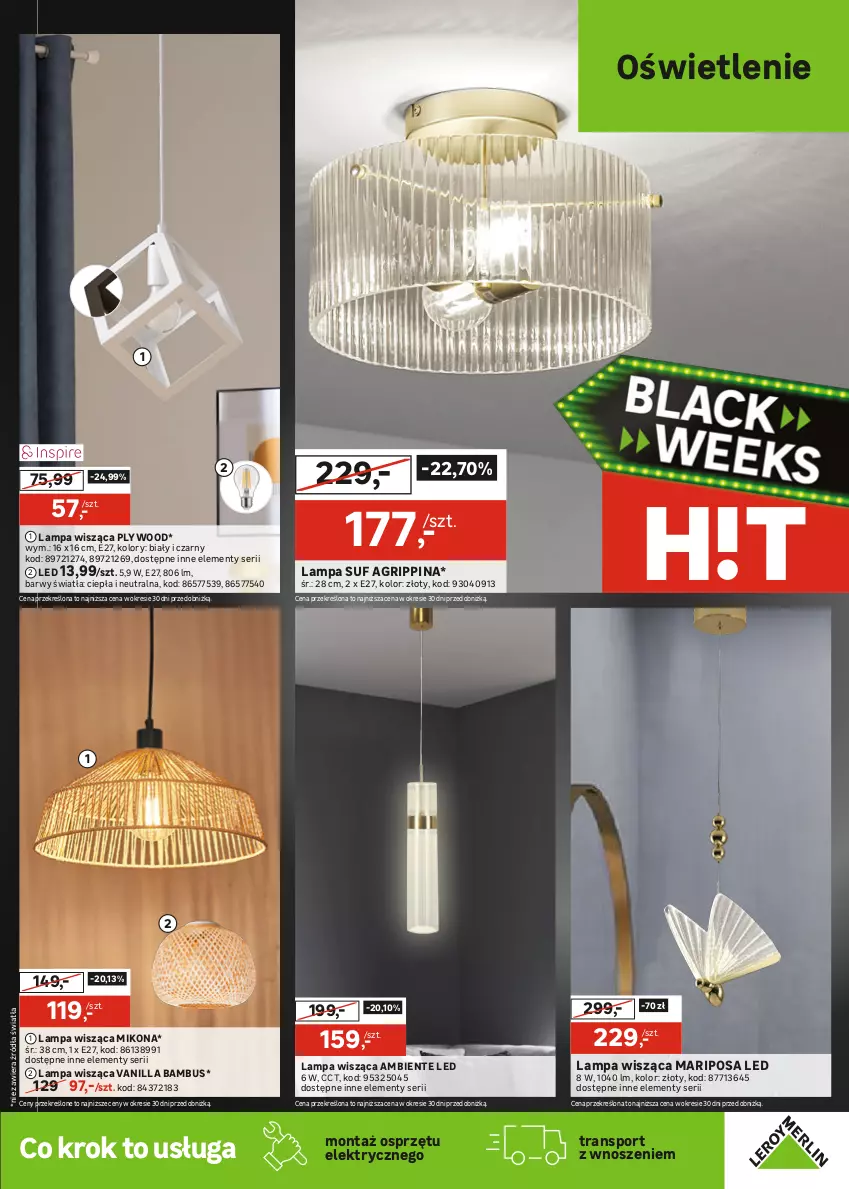 Gazetka promocyjna Leroy Merlin - Gazetka Leroy Merlin - ważna 18.11 do 01.12.2025 - strona 15 - produkty: Lampa, Lampa wisząca, LANA, Por, Ser, Sport, Tapety, Tran