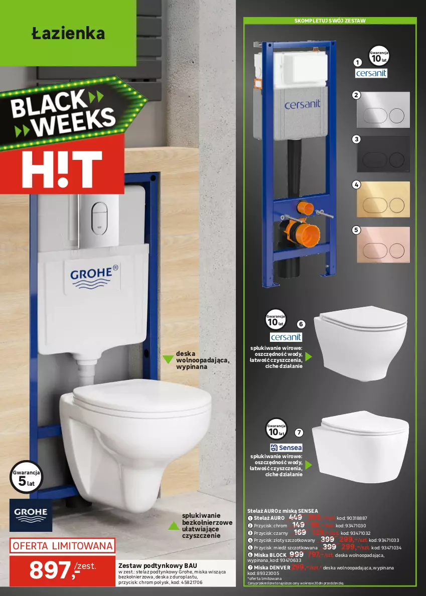 Gazetka promocyjna Leroy Merlin - Gazetka Leroy Merlin - ważna 18.11 do 01.12.2025 - strona 6 - produkty: Deska wolnoopadająca, Grohe, Kompakt WC, Miska, Miska wisząca, Zestaw podtynkowy WC