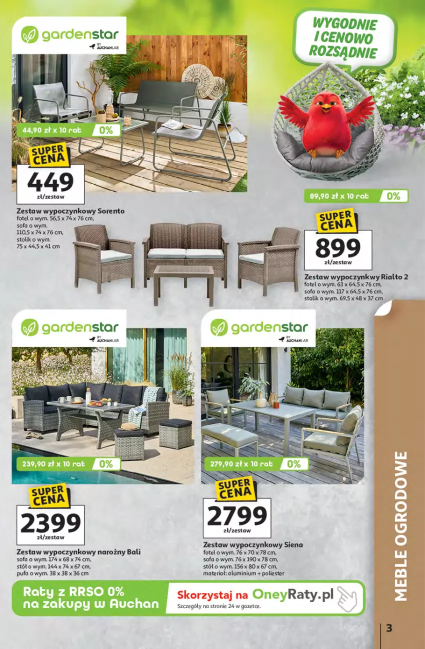 Gazetka promocyjna Auchan - Gazetka Strefa Relaksu Hipermarket Auchan - ważna 09.04 do 22.04.2026 - strona 3 - produkty: Fa, Fotel, Puf, Sofa, Stół, Stolik