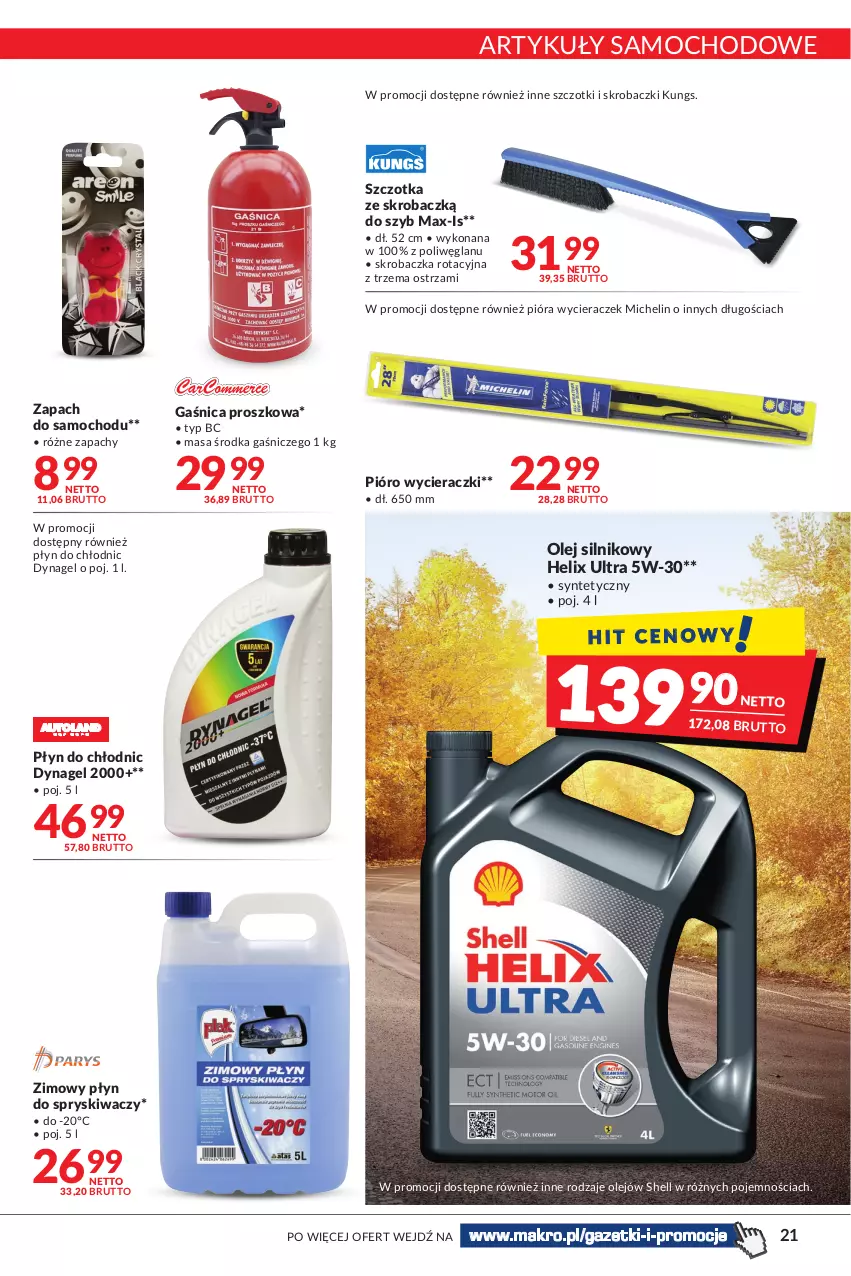 Gazetka promocyjna Makro - Najlepsze oferty - oferta z alkoholem - ważna 18.10 do 31.10.2022 - strona 21 - produkty: Gaśnica, Michelin, Olej, Olej silnikowy, Płyn do chłodnic, Płyn do spryskiwaczy, Skrobaczka, Szczotka