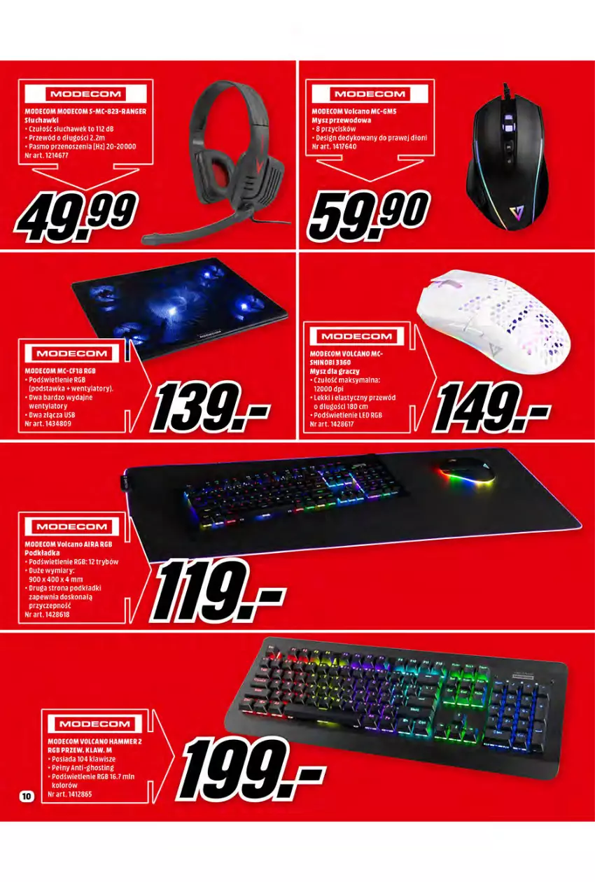 Gazetka promocyjna Media Markt - Promocje Marzec - ważna 10.03 do 31.03.2021 - strona 10 - produkty: Fa, Gra, Mysz, Podkład, Przewód, Słuchawki