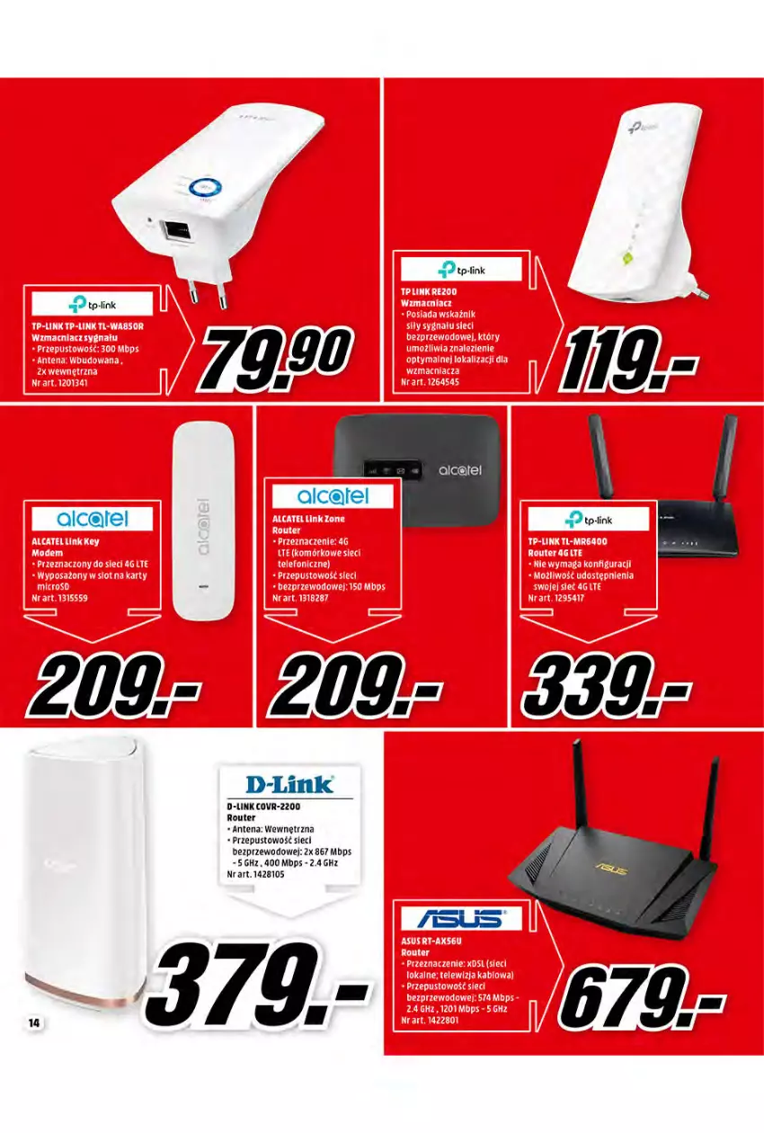 Gazetka promocyjna Media Markt - Promocje Marzec - ważna 10.03 do 31.03.2021 - strona 14 - produkty: D-Link, Router, TP-Link