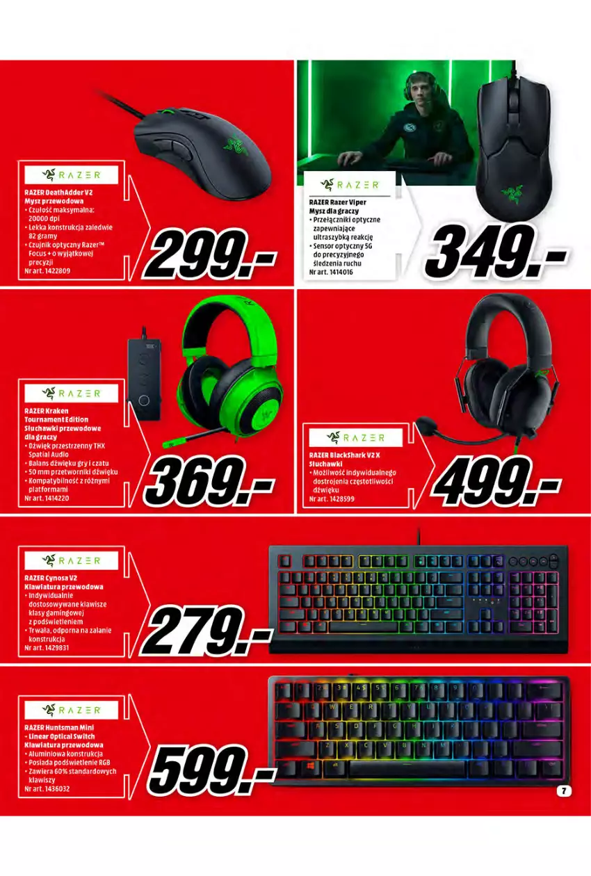 Gazetka promocyjna Media Markt - Promocje Marzec - ważna 10.03 do 31.03.2021 - strona 7 - produkty: Fa, Gra, Klawiatura, Lack, Mysz, Por, Razer, Słuchawki