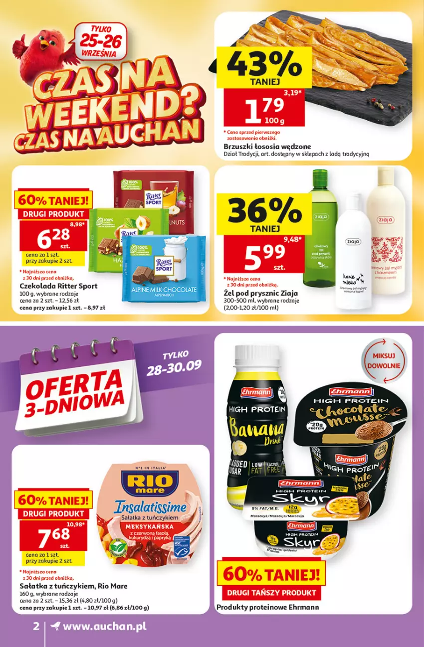 Gazetka promocyjna Auchan - Gazetka 30 Lat Supermarket Auchan - ważna 24.09 do 30.09.2026 - strona 2 - produkty: Czekolada, Fa, Gala, Por, Rio Mare, Ritter Sport, Sałat, Sałatka, Sos, Sport, Tuńczyk, Ziaja