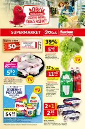 Gazetka promocyjna Auchan - Gazetka 30 Lat Supermarket Auchan - Gazetka - ważna od 30.09 do 30.09.2026 - strona 1 - produkty: Kurczak, Ser, Por, Coca-Cola, Winogrona, Napój gazowany, Fanta, Deser, Wino, Napój, Fa