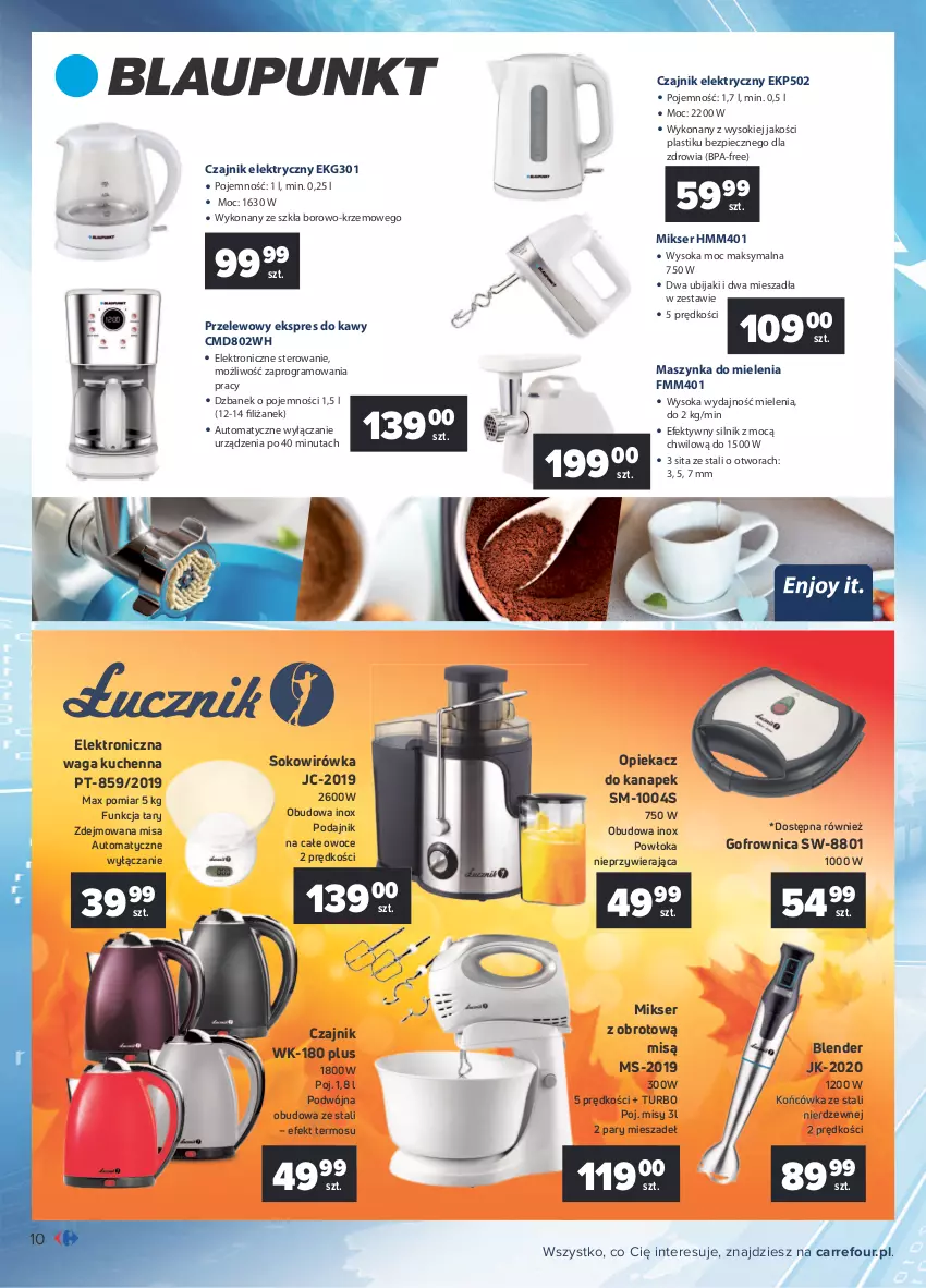 Gazetka promocyjna Carrefour - Gazetka Marki znane i lubiane - ważna 21.09 do 09.10.2021 - strona 10 - produkty: Blender, Czajnik, Gofrownica, HP, Mikser, Opiekacz do kanapek, Owoce, PSB, Ser, Sok, Termos, Waga