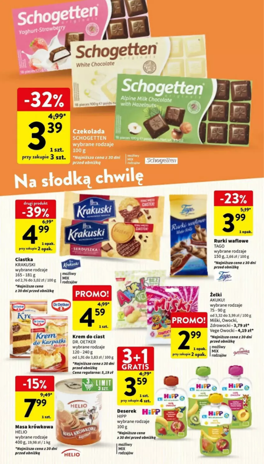 Gazetka promocyjna Intermarche - ważna 03.01 do 10.01.2024 - strona 15 - produkty: Ciastka, Helio, Krakus, Krakuski, Masa krówkowa, Rurki, Tago