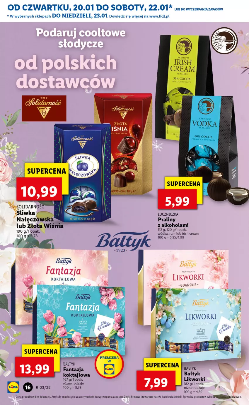 Gazetka promocyjna Lidl - GAZETKA - ważna 20.01 do 23.01.2022 - strona 16 - produkty: Fa, Fanta, Praliny, Rum, Wódka, Znicz