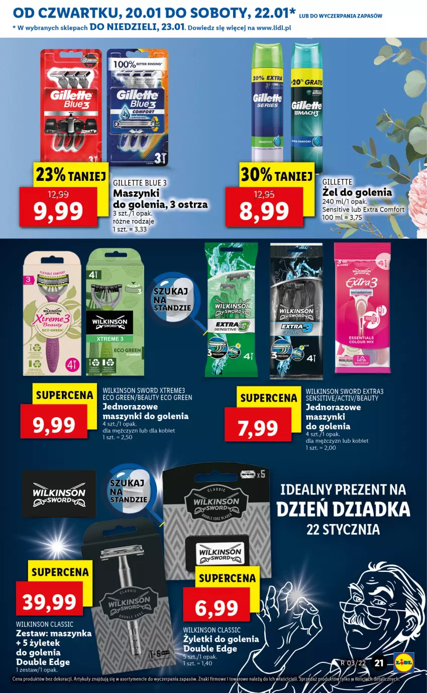 Gazetka promocyjna Lidl - GAZETKA - ważna 20.01 do 23.01.2022 - strona 21 - produkty: Gillette, Maszynka, Szynka, Wilkinson Sword