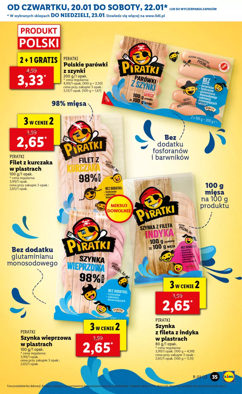 Gazetka promocyjna Lidl - GAZETKA - ważna 20.01 do 23.01.2022 - strona 35 - produkty: Gra, Kurczak, Parówki, Szynka, Szynka wieprzowa