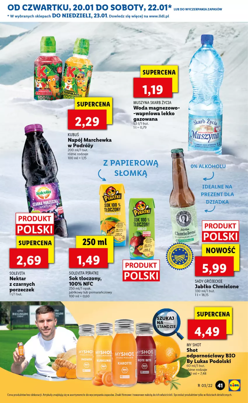 Gazetka promocyjna Lidl - GAZETKA - ważna 20.01 do 23.01.2022 - strona 41 - produkty: Kubuś, Magnez, Marchewka, Mus, Napój, Nektar, Odol, Papier, Por, Sok, Szyna, Woda