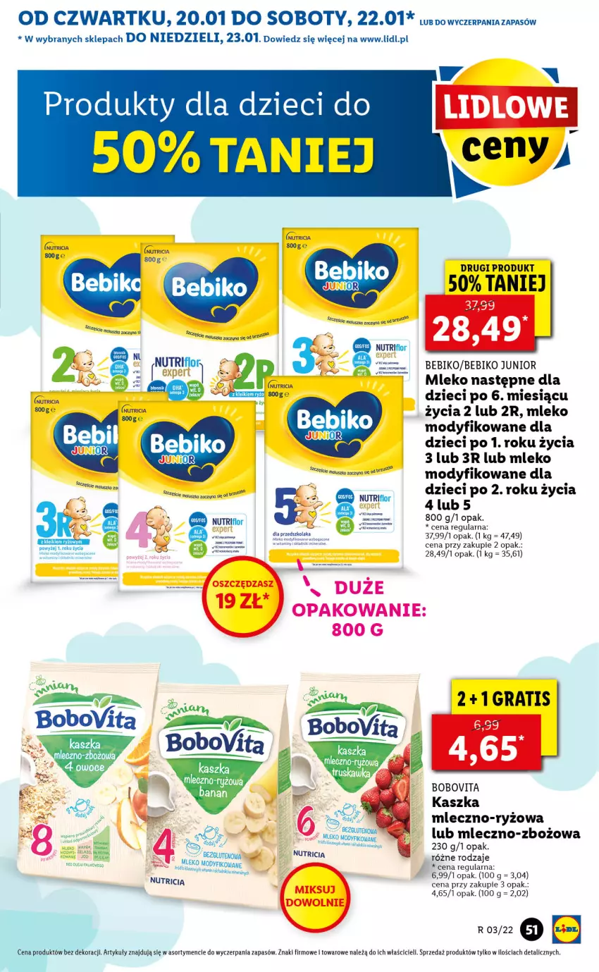 Gazetka promocyjna Lidl - GAZETKA - ważna 20.01 do 23.01.2022 - strona 51 - produkty: Bebiko, BoboVita, Dzieci, Gra, Mleko, Mleko modyfikowane, O nas, Ryż