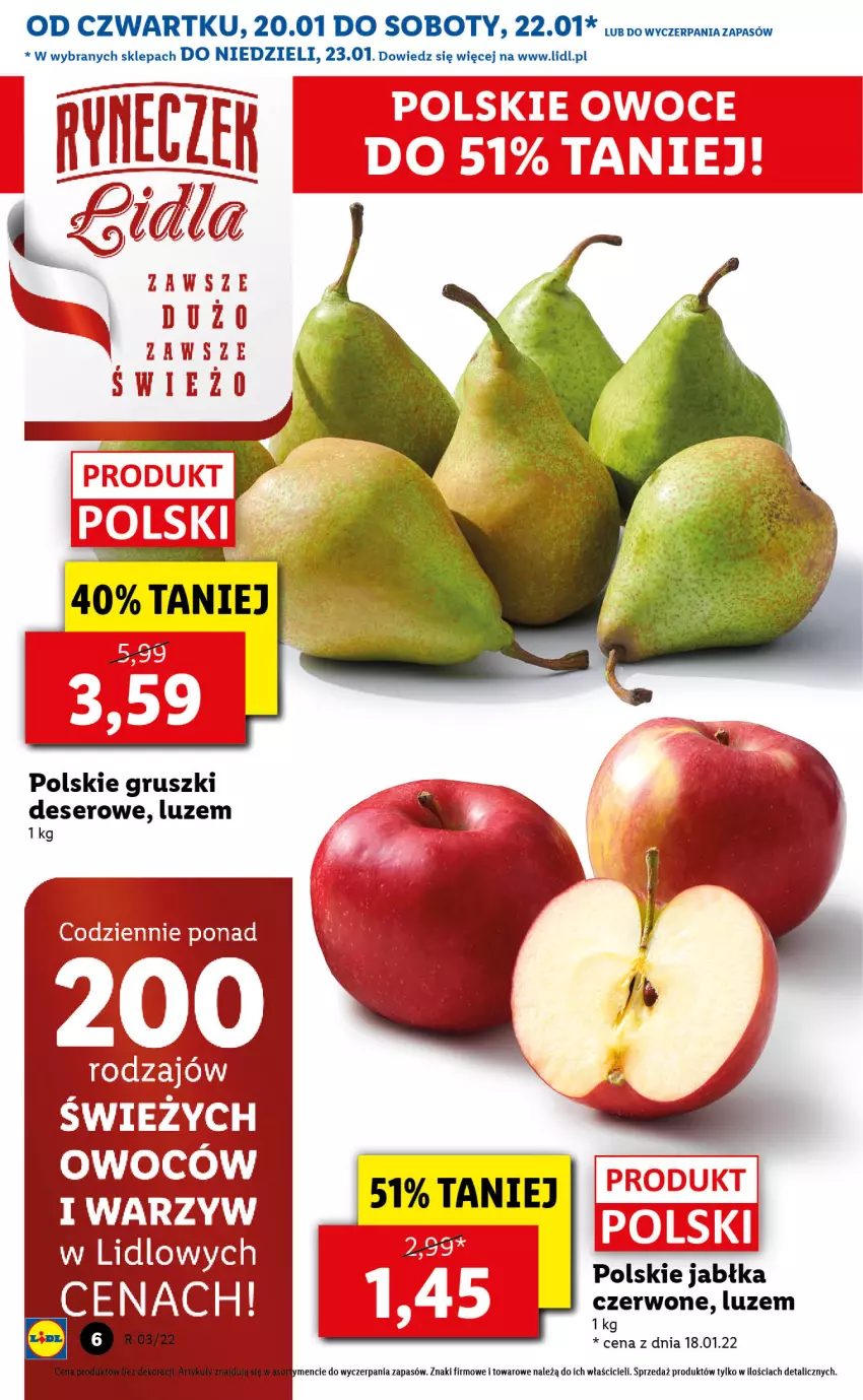 Gazetka promocyjna Lidl - GAZETKA - ważna 20.01 do 23.01.2022 - strona 6 - produkty: Deser, Gruszki, Jabłka, Ser