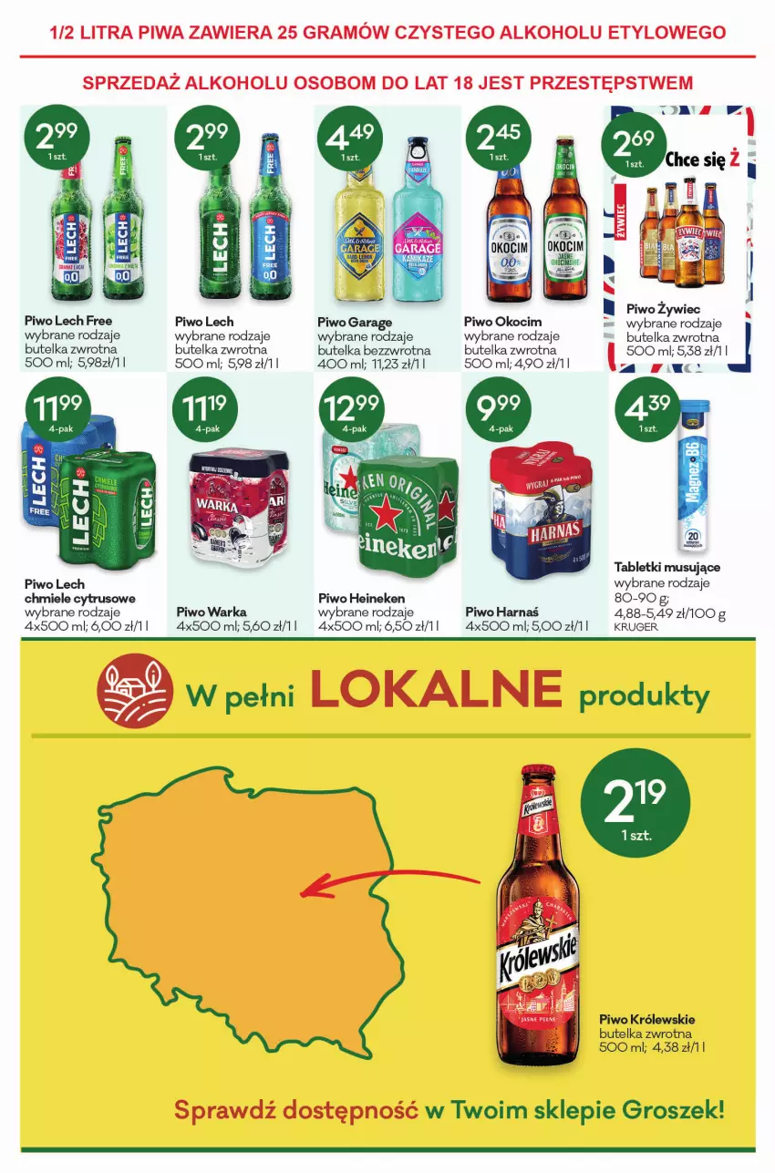 Gazetka promocyjna Groszek - ważna 17.02 do 01.03.2022 - strona 11 - produkty: Gra, Groszek, Harnaś, Heineken, Koc, Królewski, Mus, Okocim, Piwa, Piwo, Tablet, Tabletki musujące, Warka