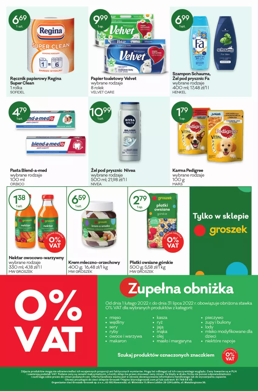 Gazetka promocyjna Groszek - ważna 17.02 do 01.03.2022 - strona 12 - produkty: BIC, Biuro, Blend-a-Med, Fa, Gin, Groszek, Mars, Nektar, Nivea, Papier, Papier toaletowy, Pedigree, Płatki owsiane, Por, Ręcznik, Szampon, Velvet