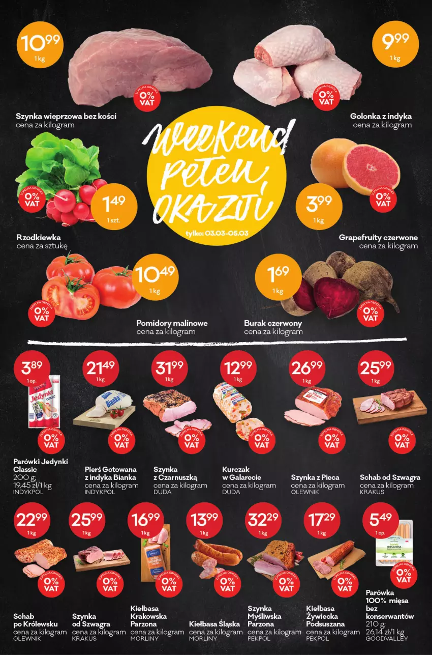 Gazetka promocyjna Groszek - ważna 17.02 do 01.03.2022 - strona 3 - produkty: Bianka, Duda, Gala, Golonka z indyka, Gra, Kiełbasa, Krakus, Morliny, Olewnik, Pekpol, Piec, Rzodkiewka, Ser, Szynka, Szynka wieprzowa