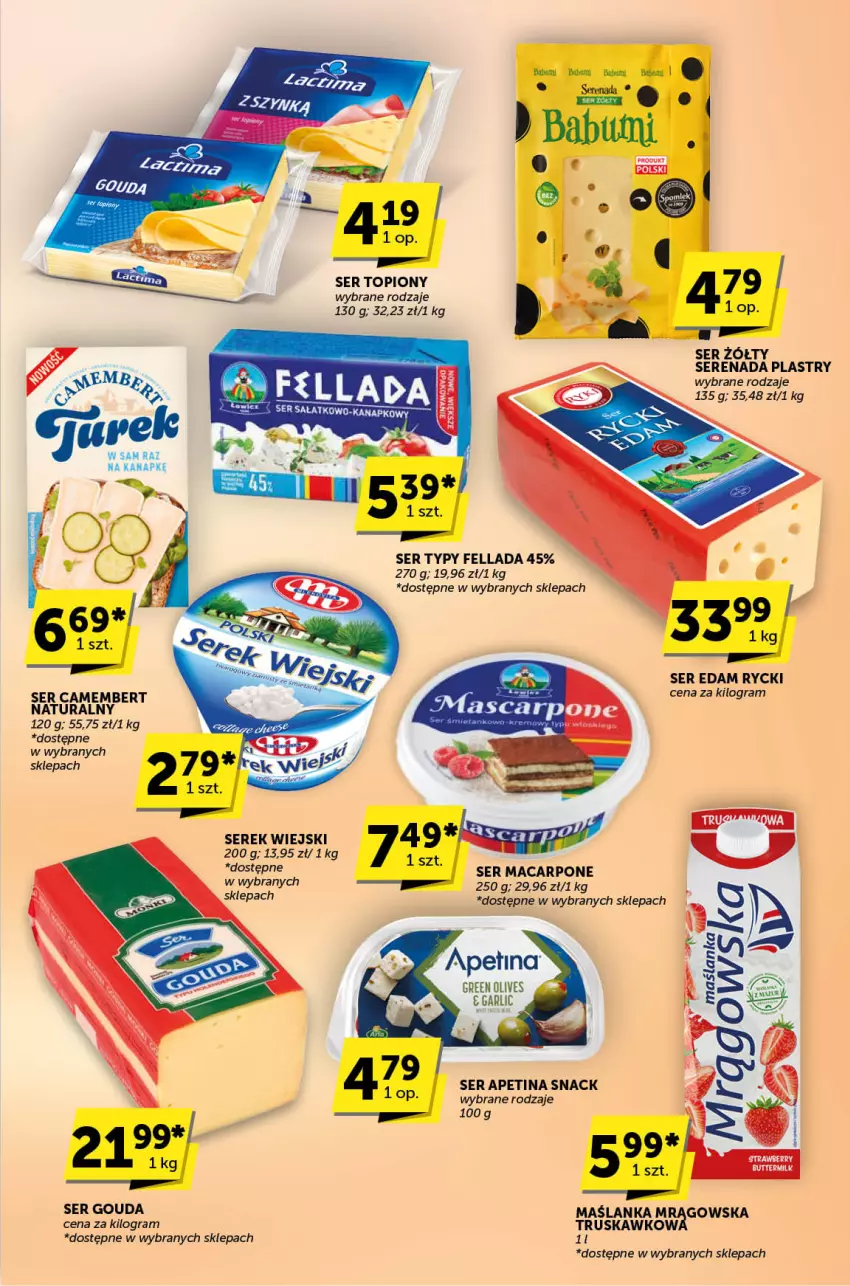 Gazetka promocyjna ABC - ważna 11.07 do 23.07.2024 - strona 5 - produkty: Camembert, Edam, Gouda, Gra, Maślanka, Ser, Ser topiony, Serek, Serek wiejski, Top