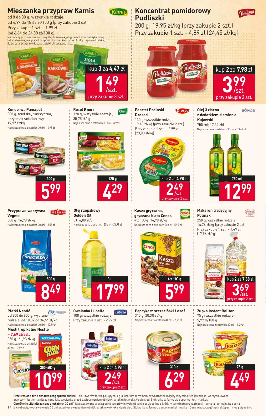 Gazetka promocyjna Stokrotka - Supermarket - ważna 24.08 do 30.08.2023 - strona 18 - produkty: Bell, Bella, Burger, Cenos, Danio, Grill, Gry, Kamis, Kasza, Kasza gryczana, Kebab, Knorr, Koncentrat pomidorowy, Kujawski, Lubella, Makaron, Mięso, Mus, Nestlé, Olej, Olej rzepakowy, Olma, Owoce, Owsianka, Papryka, Paprykarz, Paprykarz szczeciński, Pasztet, Podlaski, Przyprawy, Pudliszki, Rosół, Ser, Shoarma, Sos, Stek, Vegeta, Warzywa