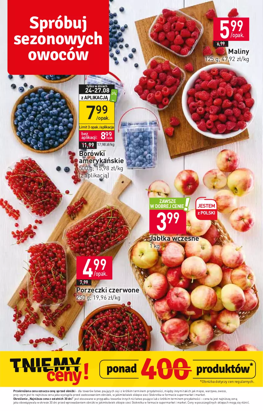 Gazetka promocyjna Stokrotka - Supermarket - ważna 24.08 do 30.08.2023 - strona 6 - produkty: Jabłka, Maliny, Mięso, Owoce, Por, Porzeczki czerwone, Warzywa