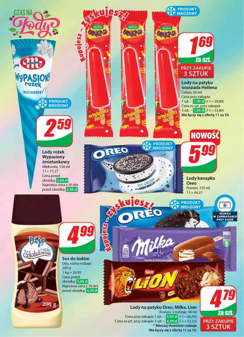 Gazetka promocyjna Dino - Gazetka 33 / 2024 - ważna 14.08 do 20.08.2024 - strona 28 - produkty: Hellena, Lion, Lody, Milka, Mleko, Mlekovita, Oranżada, Oreo, Sos