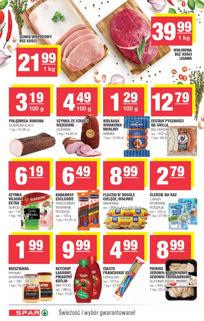 Gazetka promocyjna Spar - Spar - ważna 16.07 do 26.07.2023 - strona 4 - produkty: Grill, Kabanos, Kiełbasa, Kuchnia, Lisner, Morliny, Mus, Musztarda, Olewnik, Pierogi, Polędwica, Prymat, Schab wieprzowy, Ser, Szynka, Tarczyński