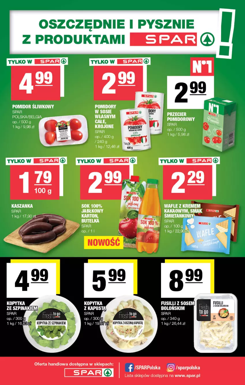 Gazetka promocyjna Spar - Spar - ważna 16.07 do 26.07.2023 - strona 8 - produkty: Kakao, Kopytka, Sok, Sos, Szpinak, Wafle