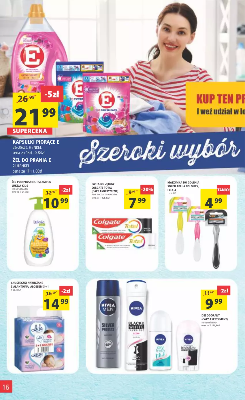 Gazetka promocyjna Arhelan - Gazetka - ważna 21.10 do 30.10.2022 - strona 16 - produkty: Bell, Bella, BIC, Chusteczki, Colgate, Colgate Total, Dezodorant, LG, Luksja, Maszynka, Maszynka do golenia, Nivea, Palmolive, Pasta do zębów, Szampon, Szynka