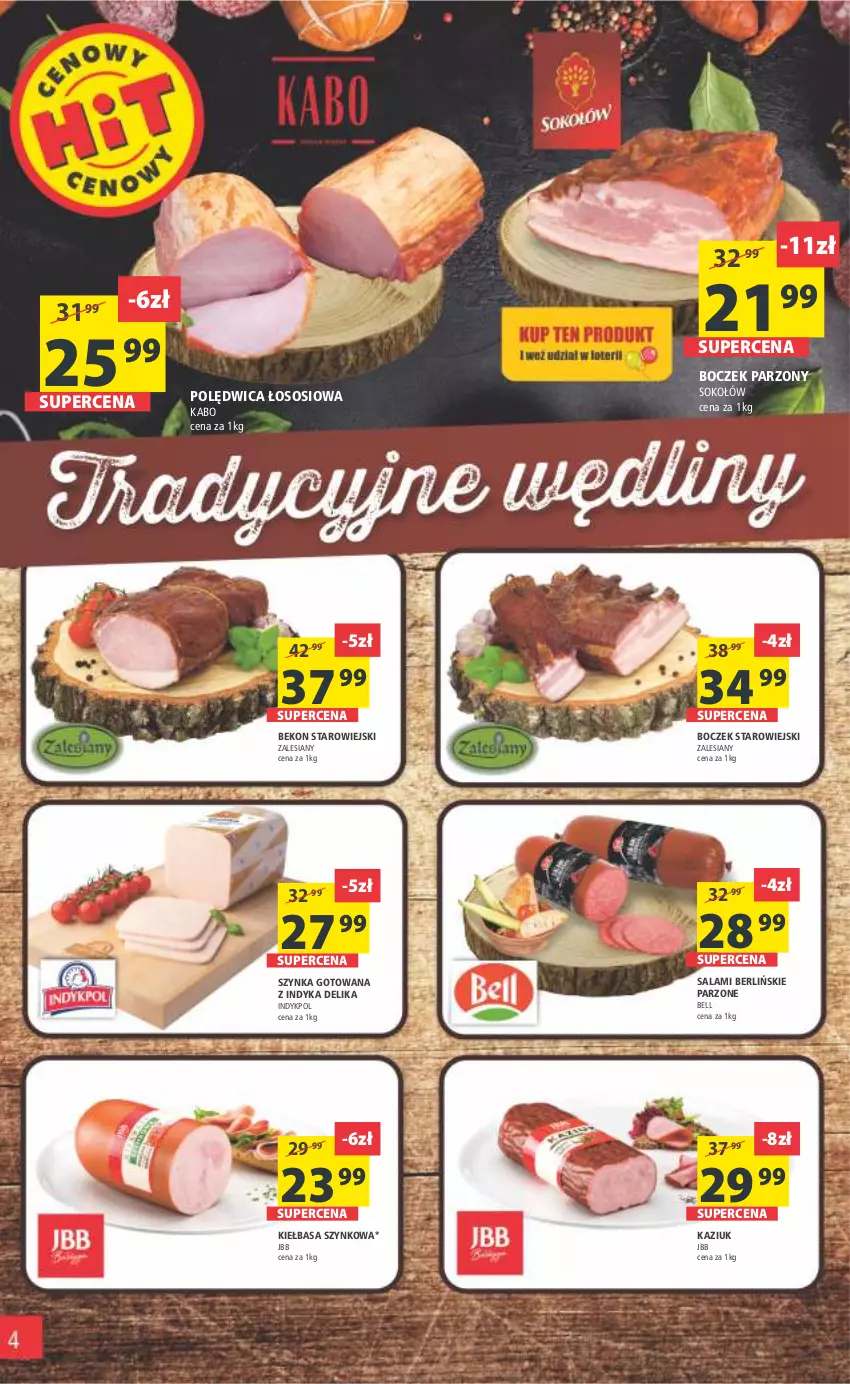 Gazetka promocyjna Arhelan - Gazetka - ważna 21.10 do 30.10.2022 - strona 4 - produkty: Beko, Bell, Boczek, Kiełbasa, Kiełbasa szynkowa, Polędwica, Salami, Sok, Sokołów, Sos, Szynka