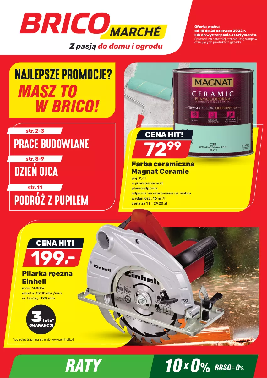 Gazetka promocyjna Bricomarche - Gazetka - ważna 15.06 do 26.06.2022 - strona 1 - produkty: Einhell, Fa, Farba ceramiczna, Magnat Ceramic, Por