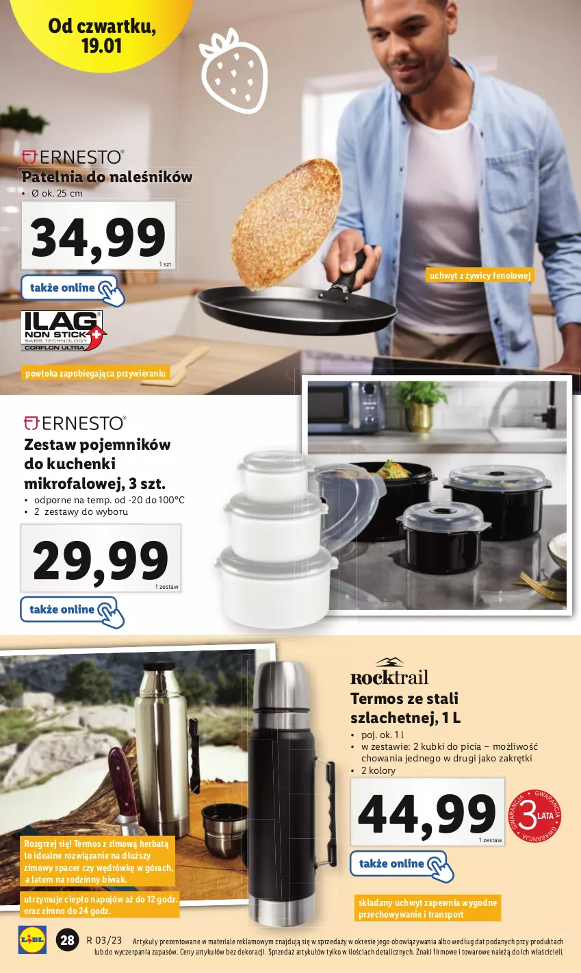 Gazetka promocyjna Lidl - GAZETKA - ważna 16.01 do 21.01.2023 - strona 30 - produkty: Acer, Fa, Kuchenki mikrofalowe, Patelnia, Pojemnik, Por, Sport, Termos, Tran