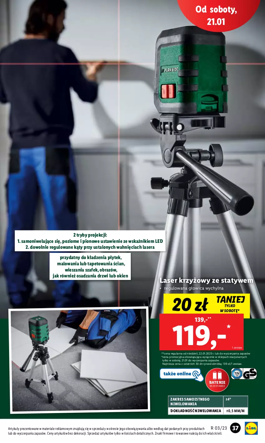 Gazetka promocyjna Lidl - GAZETKA - ważna 16.01 do 21.01.2023 - strona 39 - produkty: Drzwi, Laser krzyżowy, Obraz, Ser