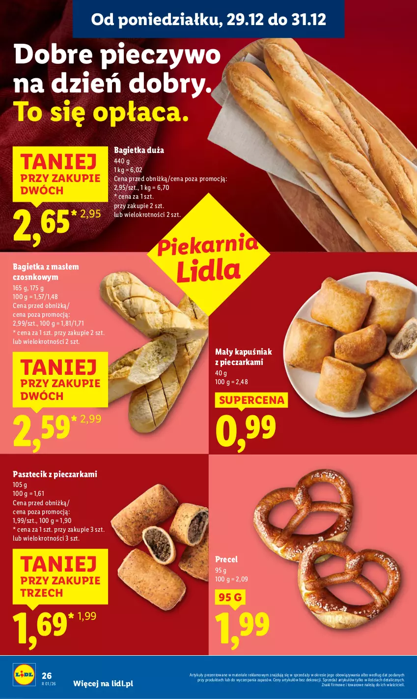 Gazetka promocyjna Lidl - GAZETKA - ważna 29.12 do 31.12.2025 - strona 26 - produkty: Bagietka, Pasztecik z pieczarkami, Piec, Pieczarka, Pieczywo