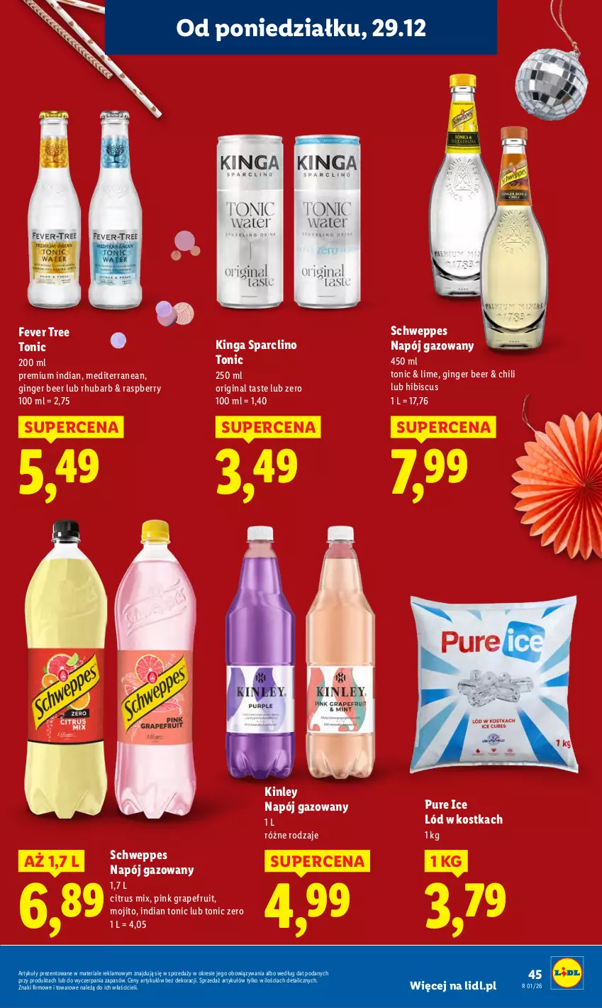 Gazetka promocyjna Lidl - GAZETKA - ważna 29.12 do 31.12.2025 - strona 45 - produkty: Clin, Gin, Gra, Napój, Napój gazowany, Pur, Schweppes