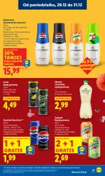 Gazetka promocyjna Lidl - GAZETKA - Gazetka - ważna od 31.12 do 31.12.2025 - strona 43 - produkty: Gra, 7up, Lemoniada, Mirinda, Pepsi, Napój gazowany, Tymbark, Limonka, Aronia, Napój, Mięta