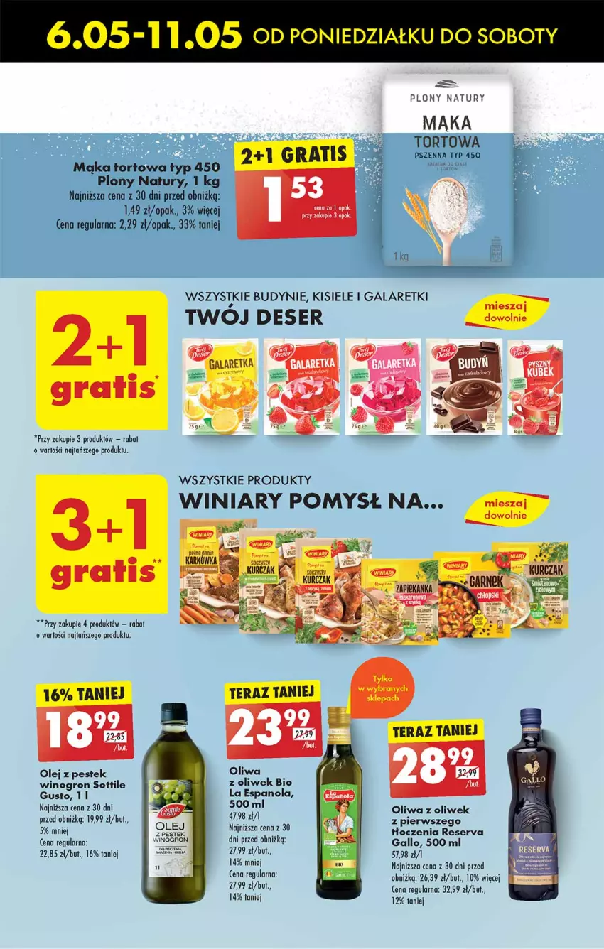 Gazetka promocyjna Biedronka - Od poniedzialku - ważna 06.05 do 11.05.2024 - strona 29 - produkty: Deser, Gala, Galaretki, Kisiel, Mąka, Mąka tortowa, Olej, Oliwa z oliwek, Ser, Stek, Winiary, Wino