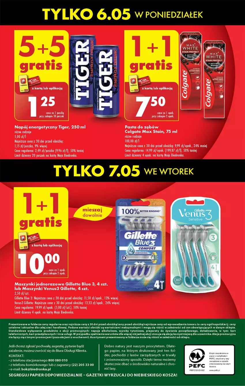 Gazetka promocyjna Biedronka - Od poniedzialku - ważna 06.05 do 11.05.2024 - strona 48 - produkty: Colgate, Dron, Gillette, Gra, Kosz, LG, Napój, Napój energetyczny, Napoje, Papier, Pasta do zębów, Telefon, Tiger, Venus