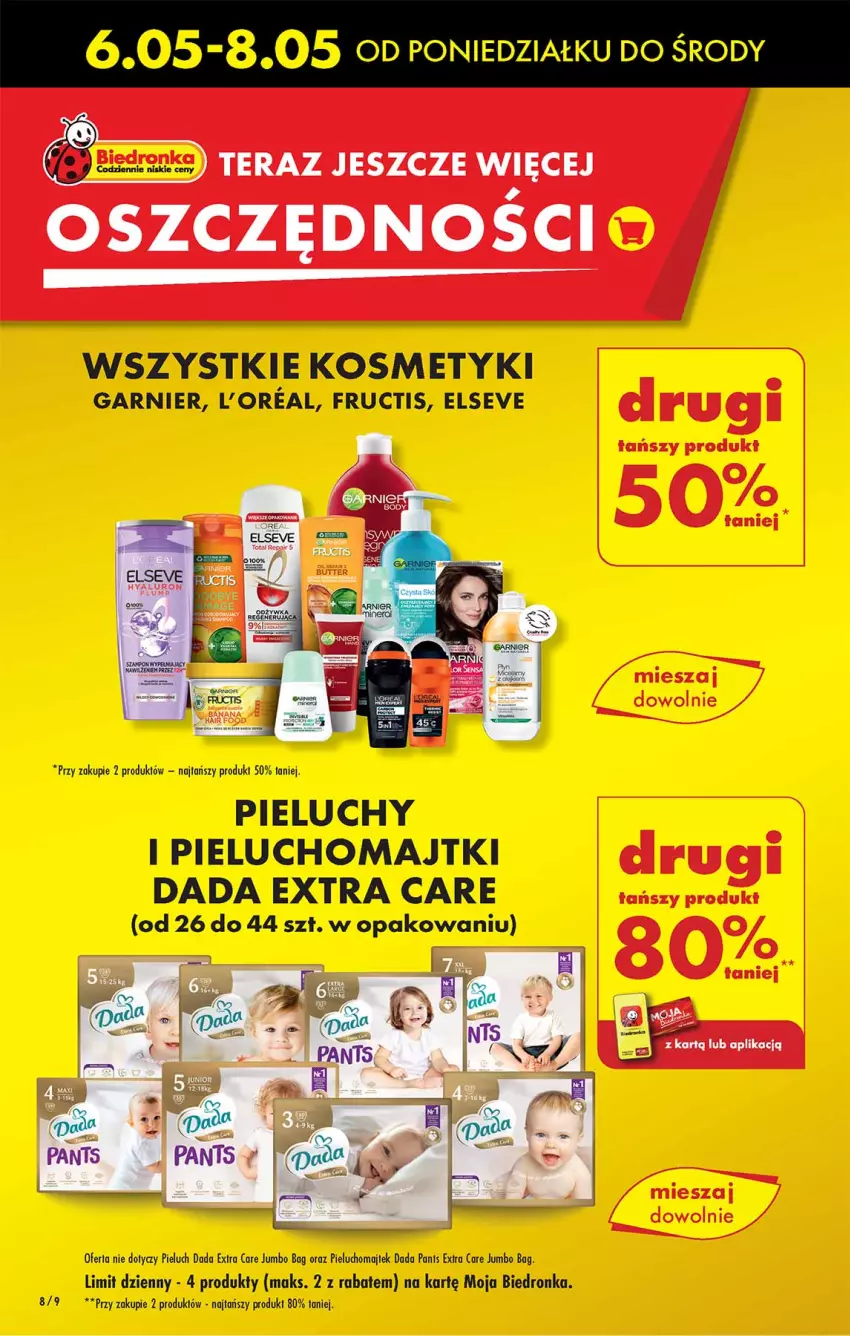 Gazetka promocyjna Biedronka - Od poniedzialku - ważna 06.05 do 11.05.2024 - strona 8 - produkty: Dada, Dron, Elseve, Fructis, Garnier, Majtki, NBA, O Bag, Pieluchomajtki, Pieluchy, Tera