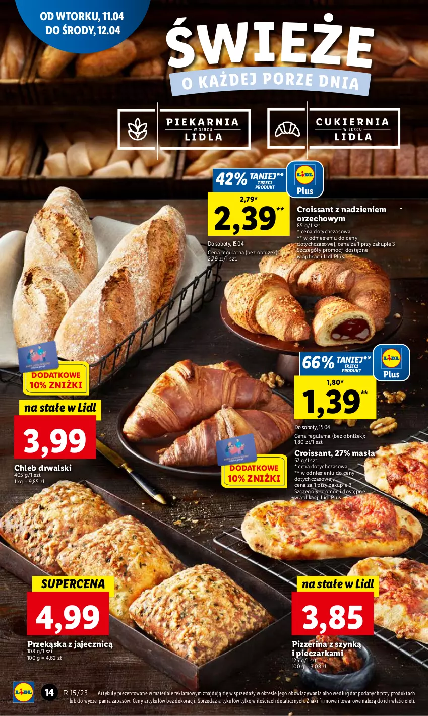 Gazetka promocyjna Lidl - GAZETKA - ważna 11.04 do 12.04.2023 - strona 18 - produkty: Chleb, Croissant, Piec, Pieczarka, Pizzerina