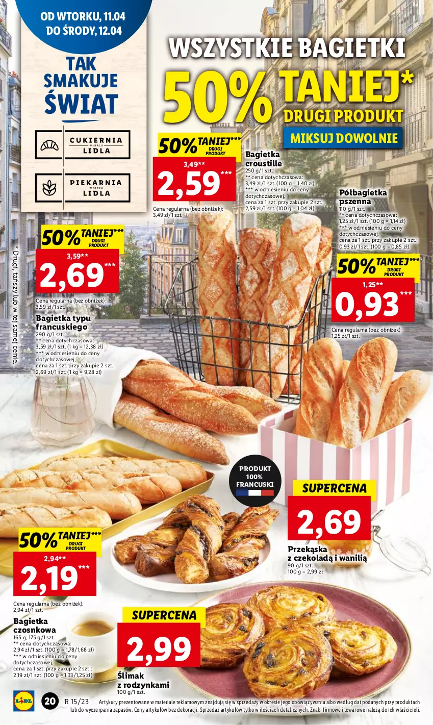 Gazetka promocyjna Lidl - GAZETKA - ważna 11.04 do 12.04.2023 - strona 24 - produkty: Bagietka, Bagietka czosnkowa, Bagietka pszenna, Półbagietka